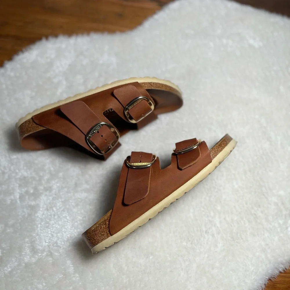 Birkenstock Brown Two-Strap Buckle Sandals